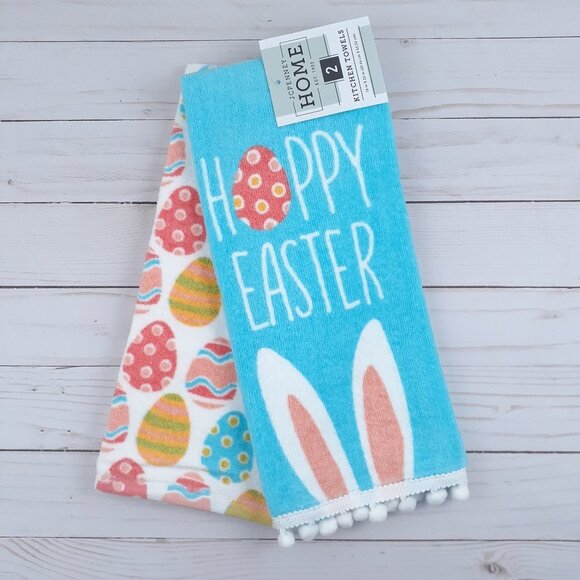 Other - Terry Cloth Kitchen Towels Easter Bunny Eggs Set of 2